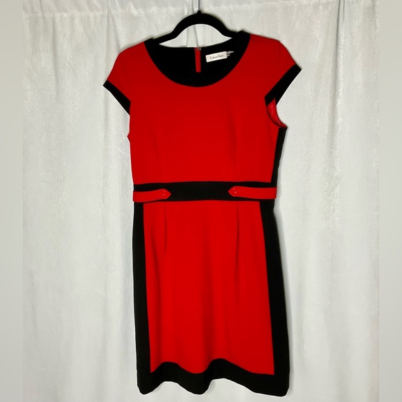 Calvin Klein Red and Black Dress Size 8 - Picture 1 of 8